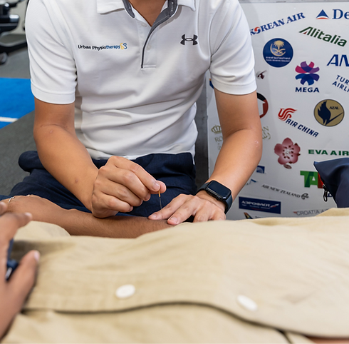 physiotherapist performing dry needling