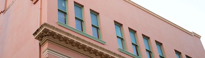 Pink Apartment Building in morning light
