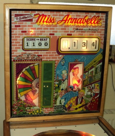 Miniature : flipper gottlieb miss anabelle, woodrail.
