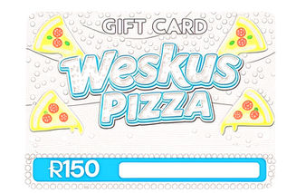 A Weskus Pizza R150 digital gift card, perfect for sending to loved ones.