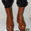 Thumbnail: The boot are made of high-quality, smooth leather, with a distinct, slightly chunky platform sole and a similarly substantial heel.The shape is unusual and quite modern, bordering on avant-garde.
