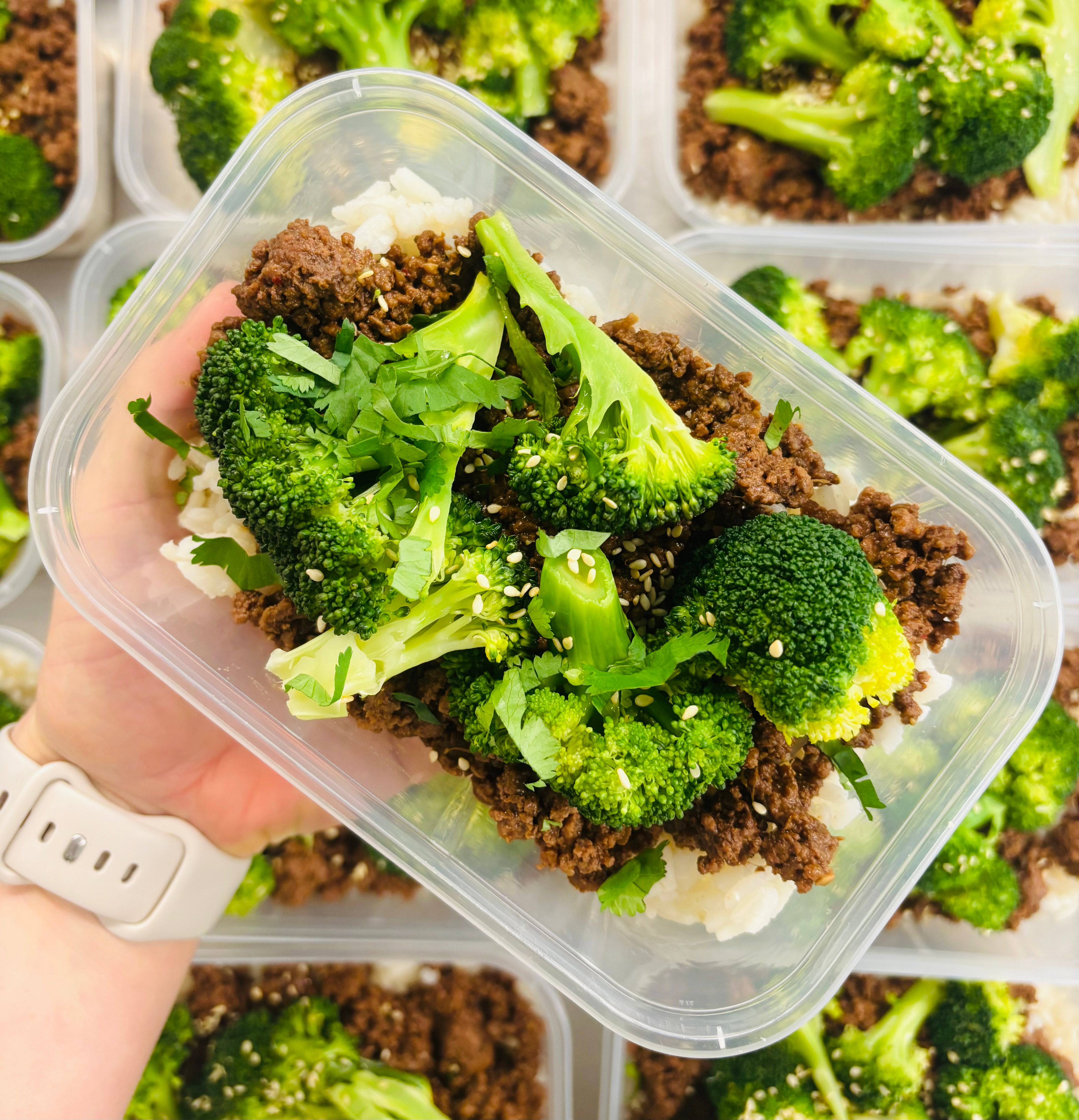 Asian Beef Bowl with Rice, Broccoli & Sesame