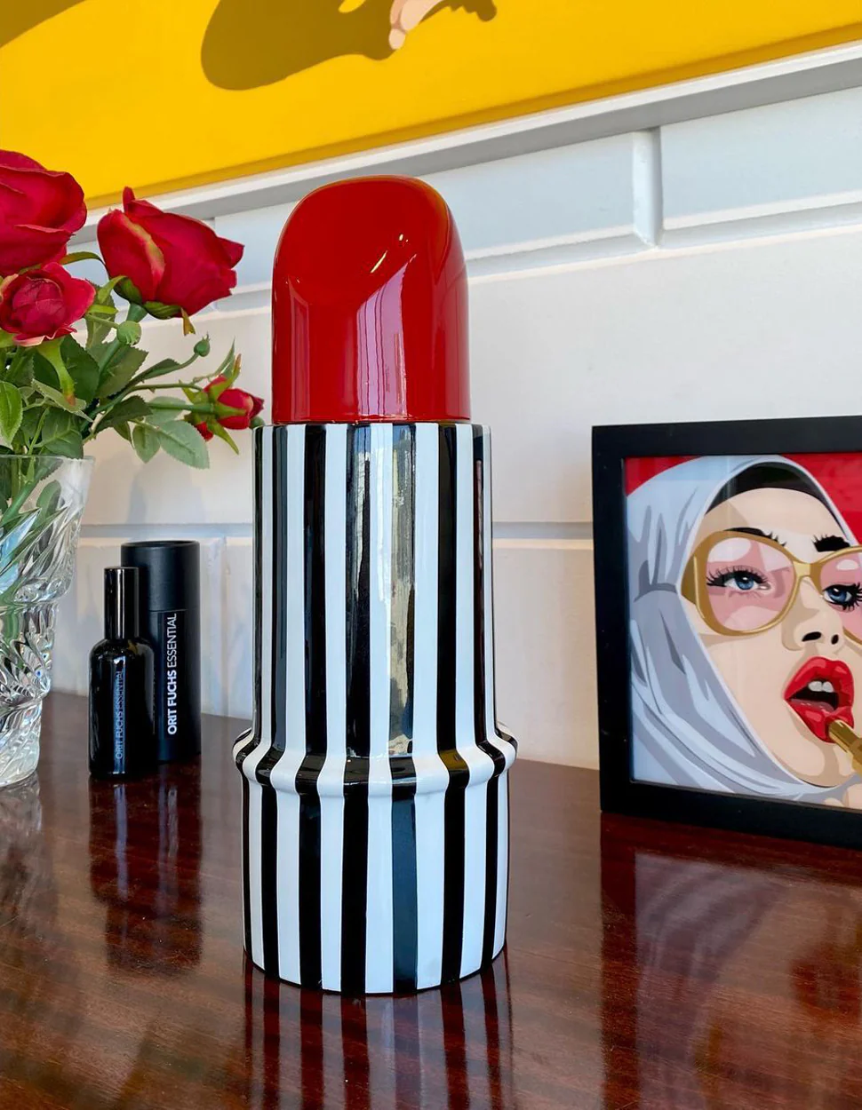 Orit Fuchs. Huge Lipstick Stripes. $4,000.00 Composite materials 16" H, 2020. Edition of 8