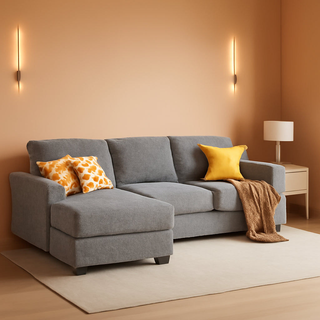 Sectional Couches for Living Room, U-Shaped Sofa Couch with Linen Fabric, 4 Seat