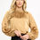 Thumbnail: Solid Satin Ruffle Mock Neck Top