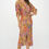 Thumbnail: Leaf Print Kimono Dress with Front Twist