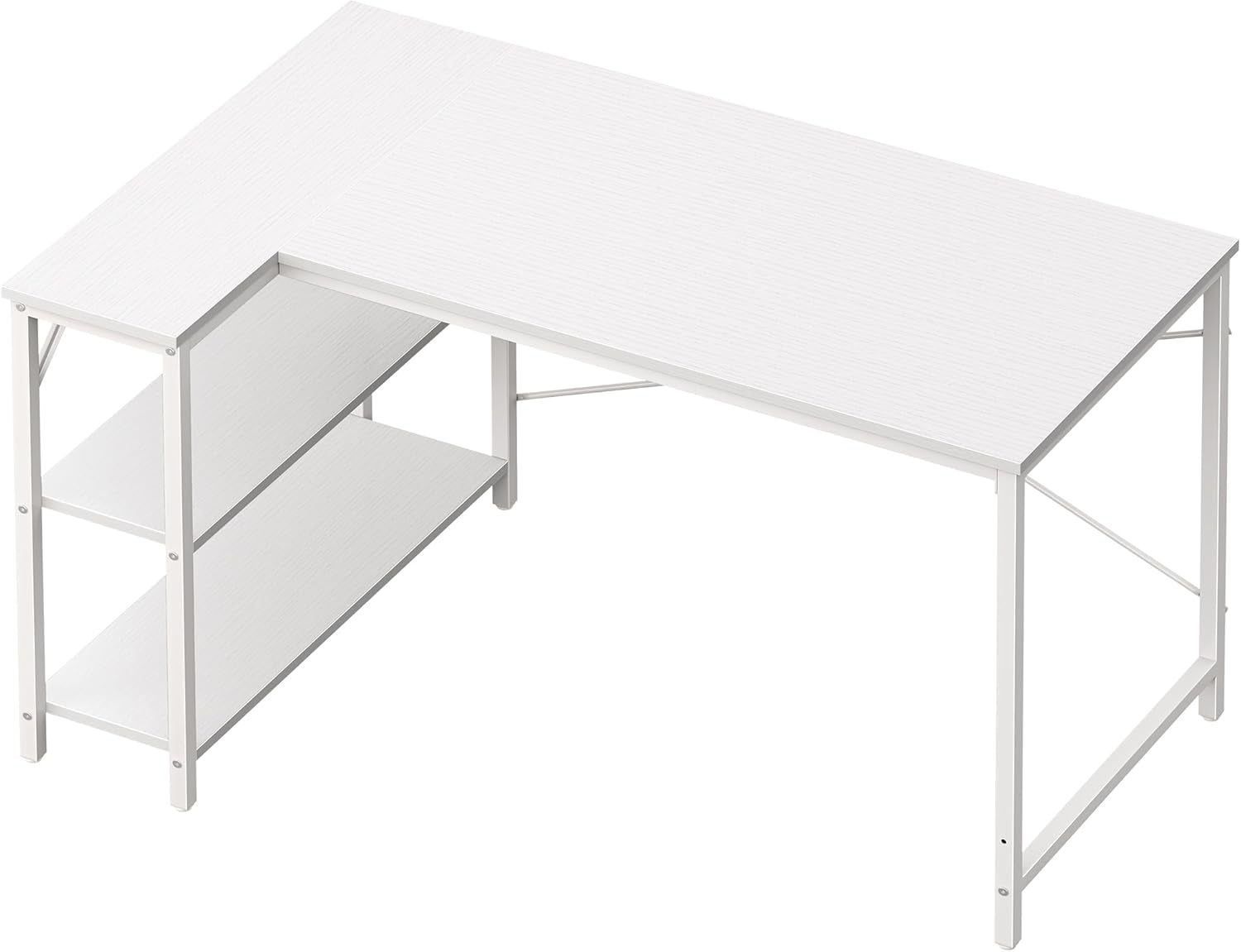 L Shaped Desk, 47 Inches Computer Desk with Reversible Storage Shelves, Gaming D