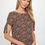 Thumbnail: Floral Print Short Sleeve Top with Tie Sleeve