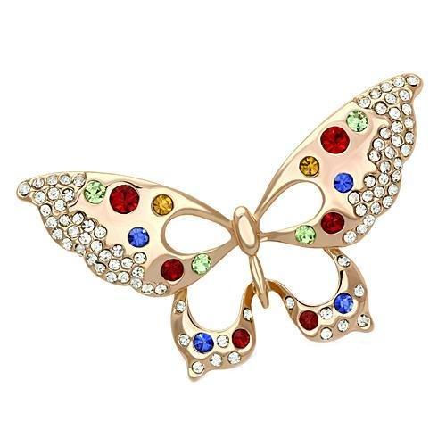 LO2907 - Flash Rose Gold White Metal Brooches with Top Grade Crystal in Multi C