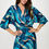 Thumbnail: Satin Stretch Print Dress with Front Twist