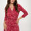 Thumbnail: Brushed Knit Print V neck Jersey Wrap Maxi Dress with Tie