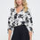 Thumbnail: Flower Print V neck Top with Self Tie Sleeves