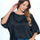 Thumbnail: Stretch Satin Solid Round neck Oversize Top