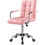 Thumbnail: Pink Modern Faux Leather Mid-Back Swivel Office Chair with Armrests and Wheels