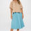 Thumbnail: Cotton V neck Half Puff Sleeve with Tie