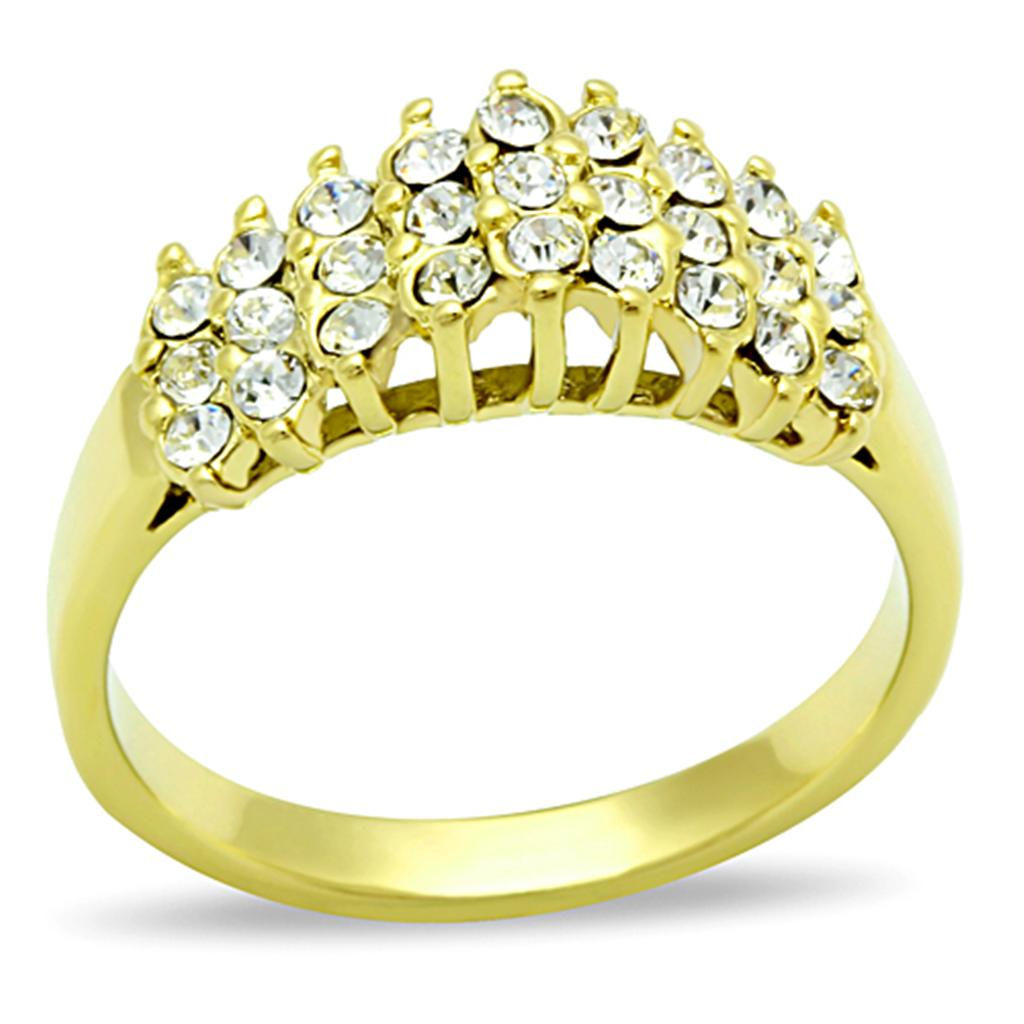 TK1384 - IP Gold(Ion Plating) Stainless Steel Ring with Top Grade Crystal in Cl