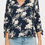 Thumbnail: Floral Print V neck 3/4 Sleeve Top with Tie