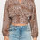 Thumbnail: Leopard Print V neck Top with Smock Detail