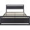 Thumbnail: Queen Black Metal Platform Bed Frame with Wood Panel Headboard and Footboard