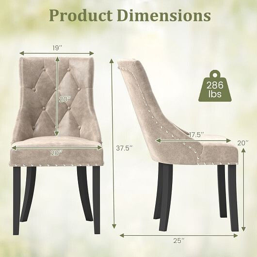 Thumbnail: Tufted Wingback Upholstered Dining Chairs Set of 2-Light Brown