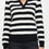 Thumbnail: Striped Knit Polo Collar neck Long Sleeve Top