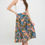 Thumbnail: Tropical Leaf Print Midi Skirt with Pockets