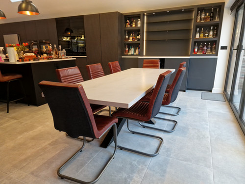 Handmade Micro Cement Dining Table Industrial Style Custom Sizes