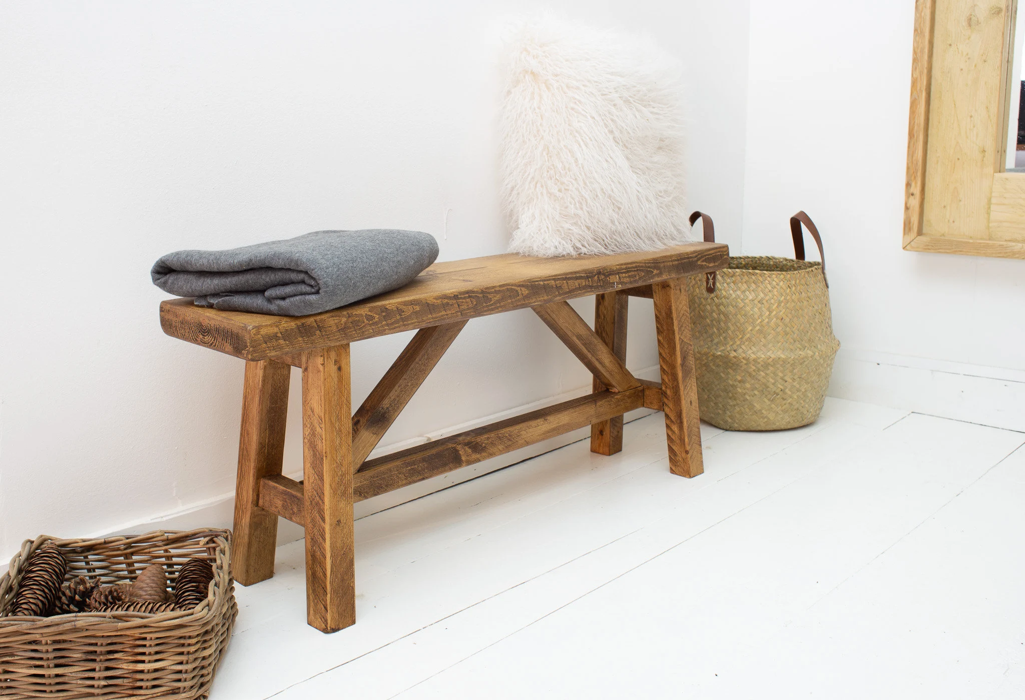 Rustic Hallway Bench | Handmade Versatile Hallway Stool | Custom Wood ...