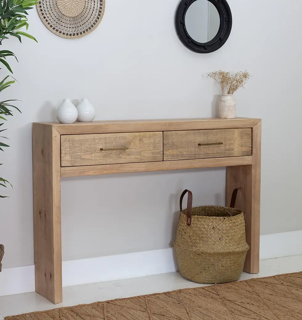 Thumbnail: 2-Drawer Solid Wood Console Table