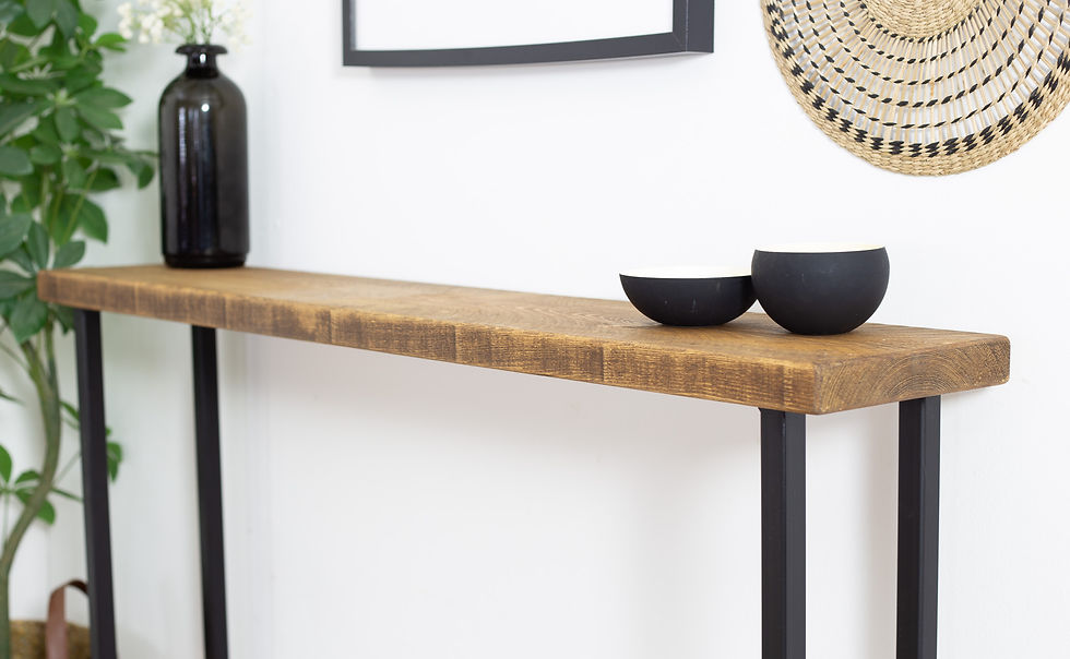 Thumbnail: Handmade Industrial Style Console Table with Bottom Shelf