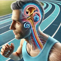 image d'un coureur avec une coupe de son crane qui laisse apparaitre son oreille interne