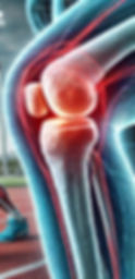 image d'un genou inflammé avec vu sur la rotule