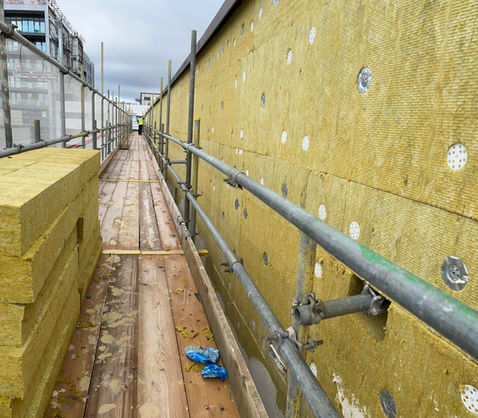 Greenwich Peninsula M117 facade with Coverock R90 insulation