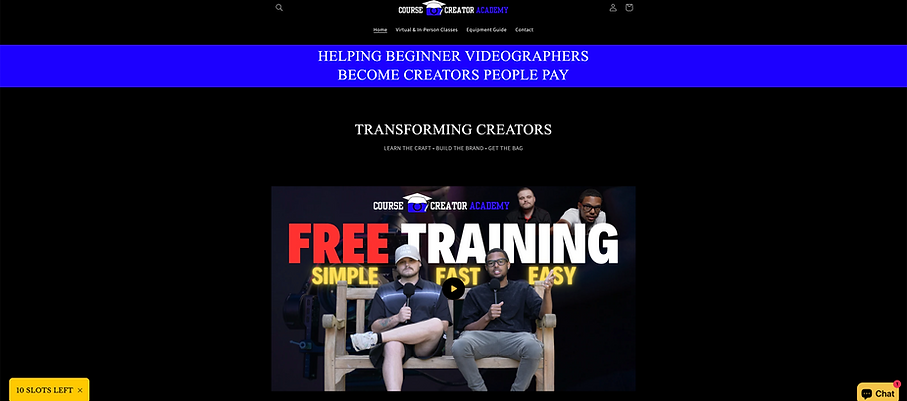 Course Creator Academy website