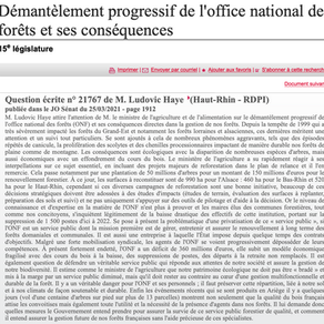 Question écrite au Ministre de l'agriculture, Julien Denormandie