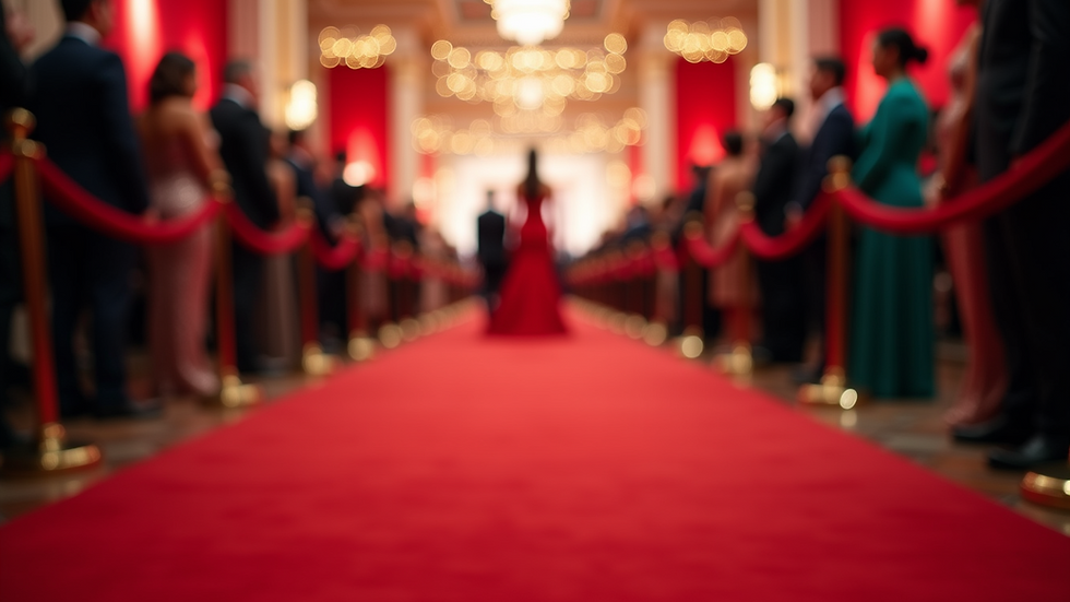 Eye-level view of a glamorous red carpet event