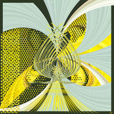 Abstract modern art with yellow and gray shapes inspired by wattle JulesL art