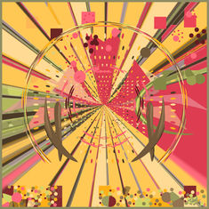 Abstract modern art with radiating lines and shapes, brown antlers, JulesL art.