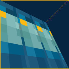 Abstract blue and gold geometric shapes with a modern art background. JulesL art