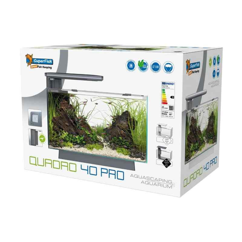 Thumbnail: QUADRO 40 pro zwart - aquarium 28 liter - SuperFish