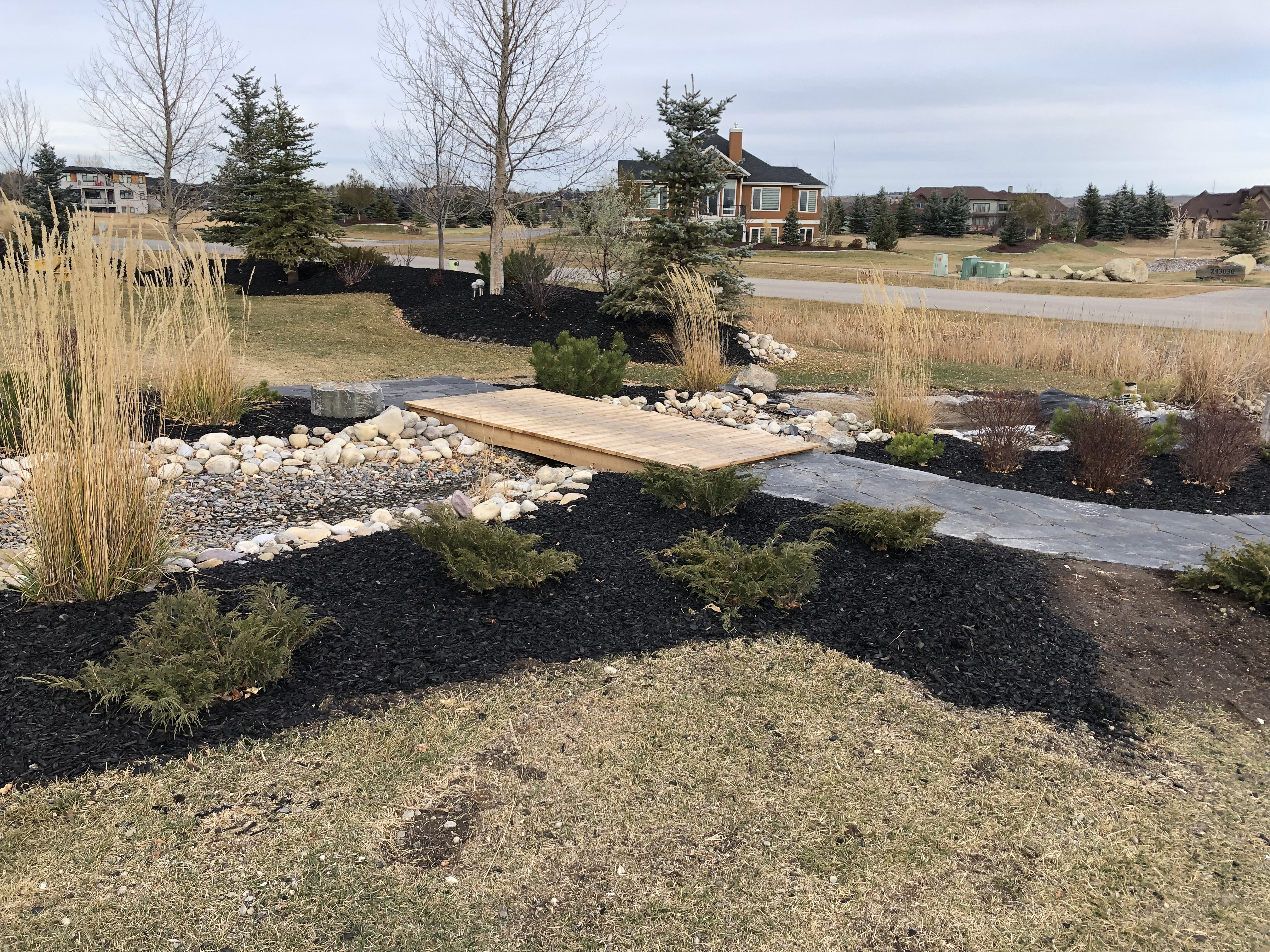 Landscape planting and rock features