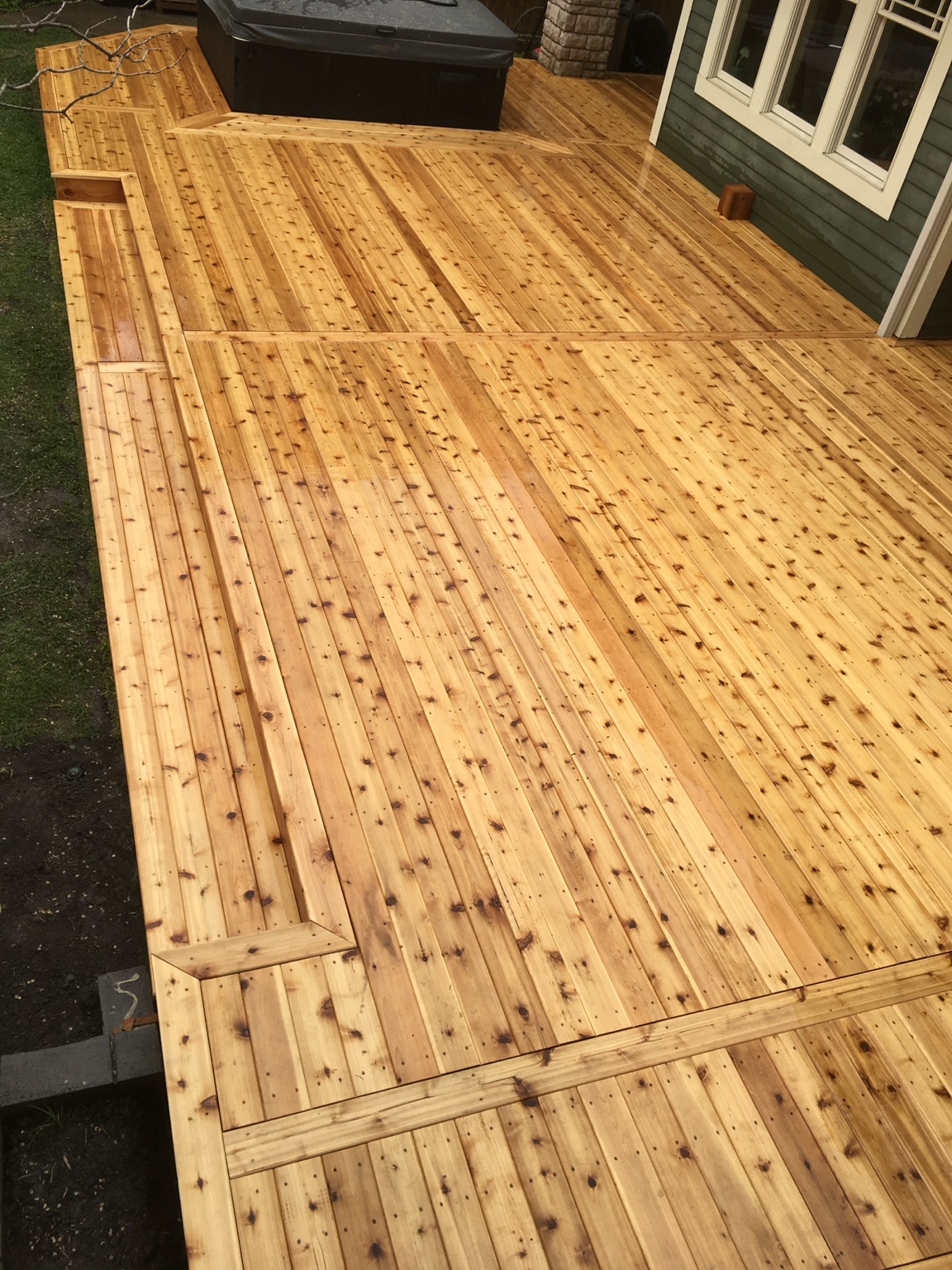 Natural wood deck detailing