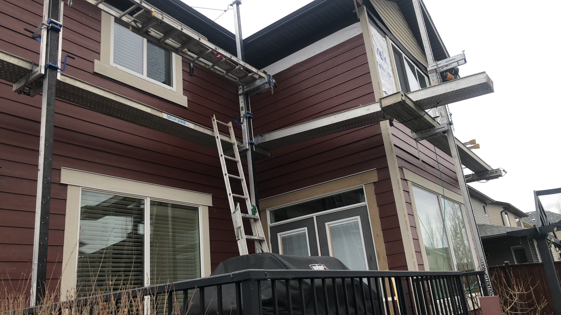 Red siding and exterior trim