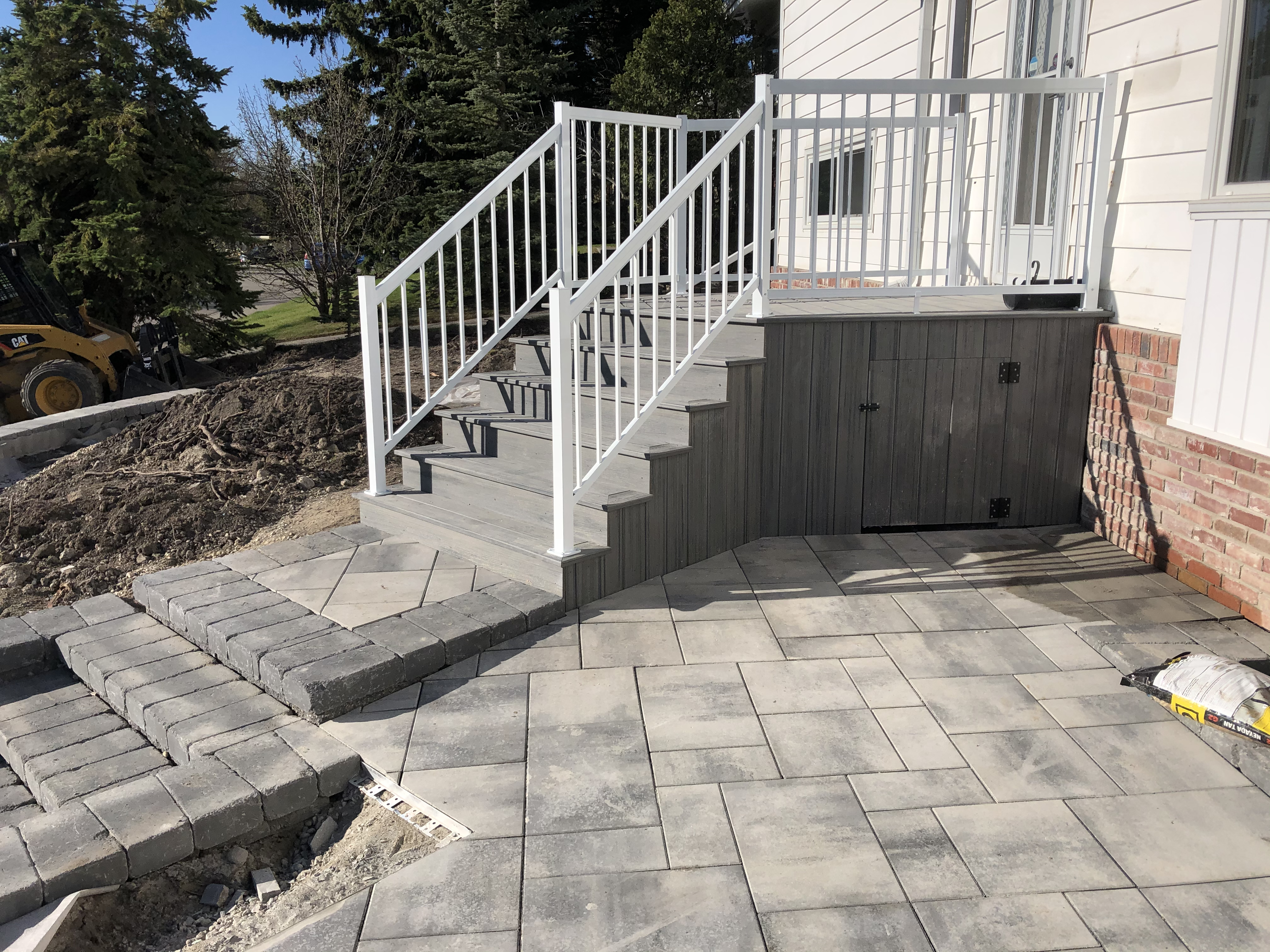 Exterior steps, railing and pavers