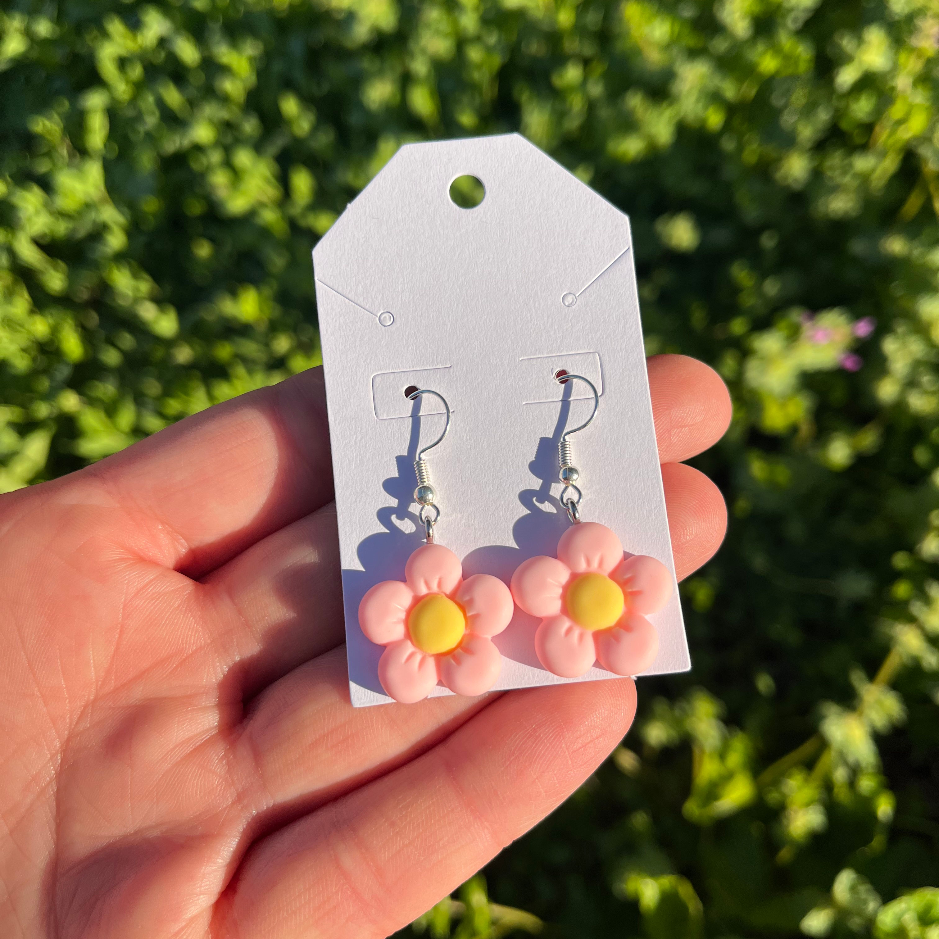 Pink & Yellow Flower Earrings