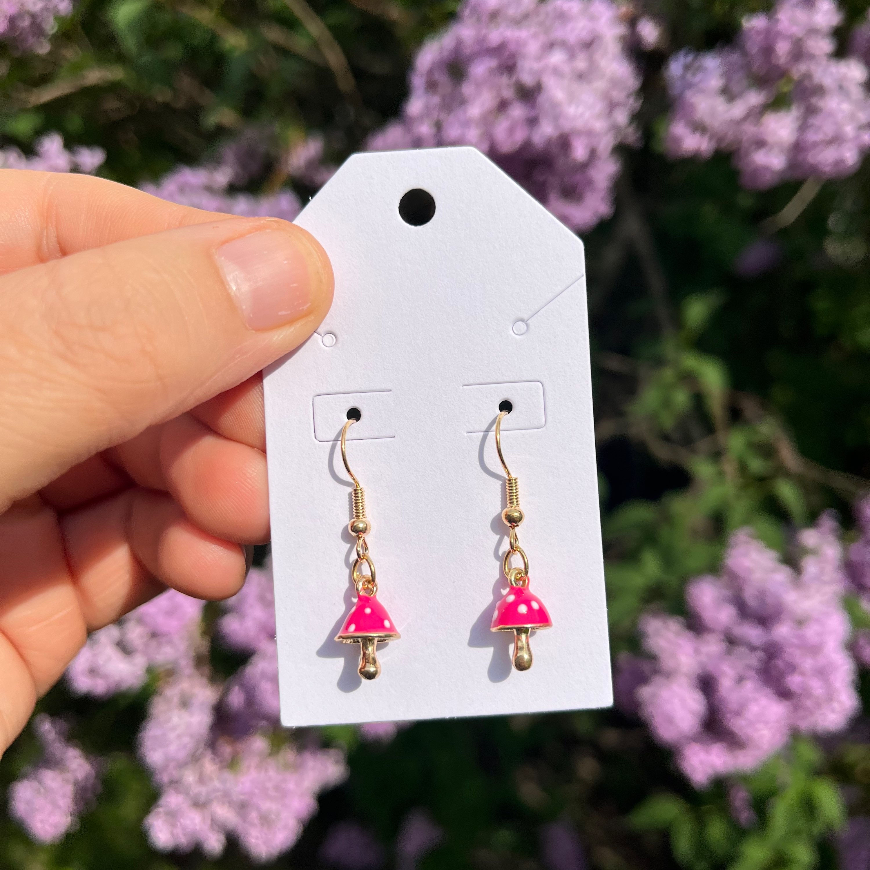 Mini Pink Mushroom Earrings