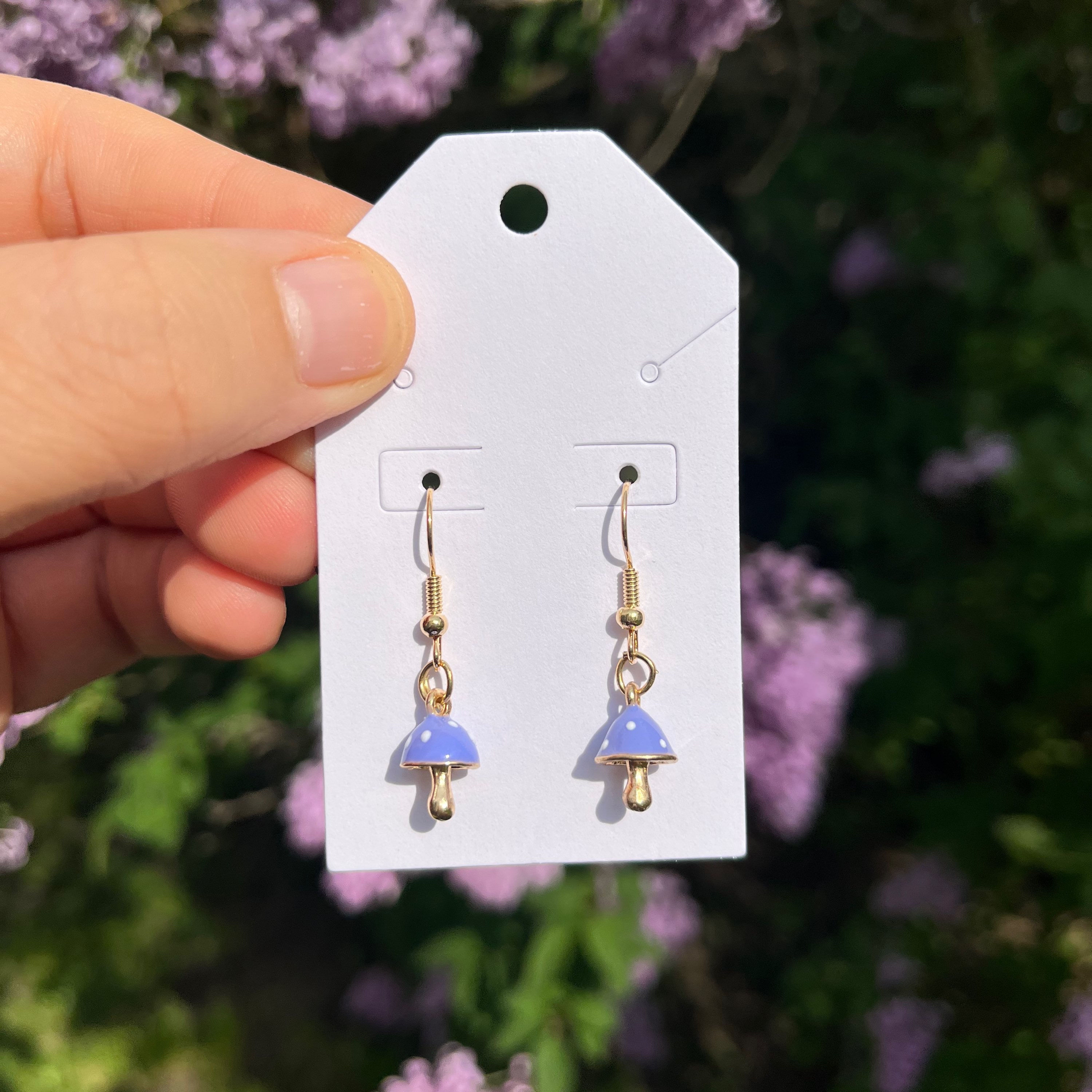 Mini Purple Mushroom Earrings