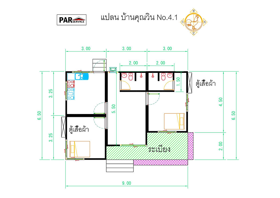 ภาพขนาดย่อ: บ้านแฝด 2นอน 2น้ำ 1โถง 60ตรม.