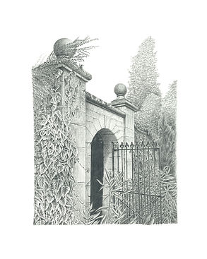 italian gate pencil drawing, Ixworth,suffolk
