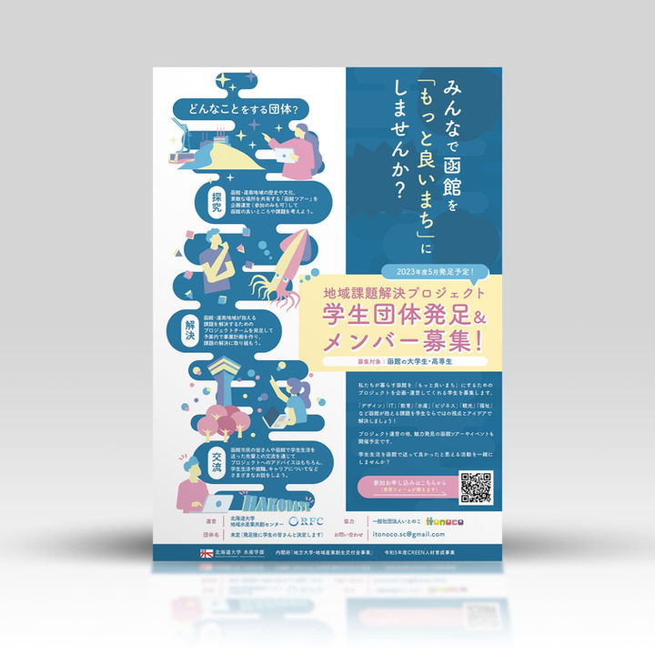 北海道大学 水産学部 地域水産業共創センター 様 学生団体発足 広告チラシ